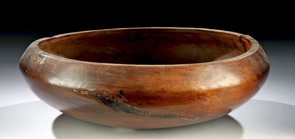 Appraisal: th C Hawaiian Kamani Wood Bowl w Attractive Repairs South