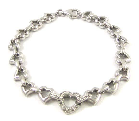 Appraisal: STERLING SILVER HEART LINK BRACELET - inches in length and