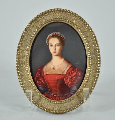 Appraisal: A Miniature Portrait of a Beauty The portrait is printed