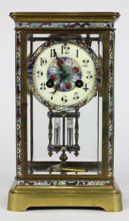 Appraisal: French champleve regulator clock the gilt case having a rectangular