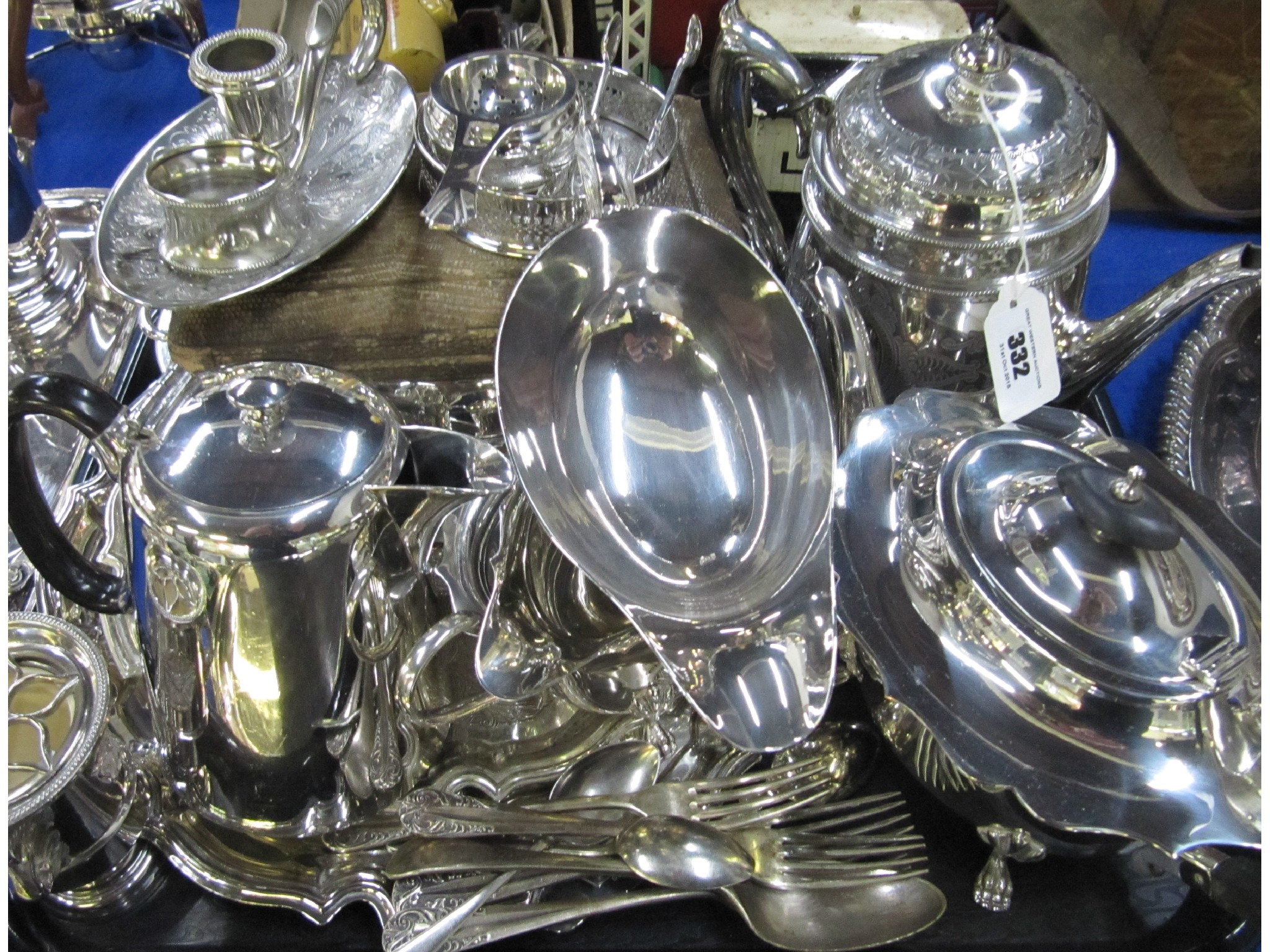 Appraisal: A tray lot of EP - tea service sauce boat