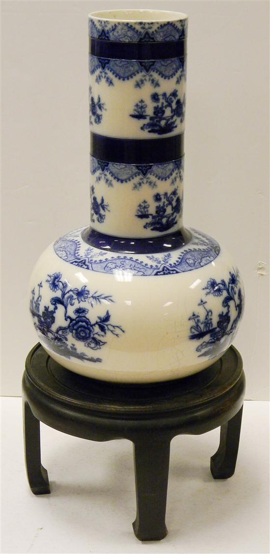 Appraisal: English porcelian blue and white vase cylindrical neck over bullbous