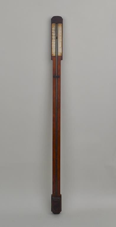 Appraisal: Early English Mahogany Stick Barometer with printed indicator Compensating Agricultural