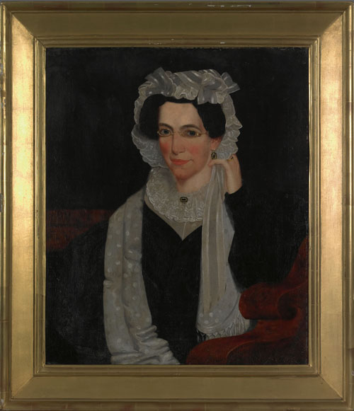 Appraisal: American School mid th c oil on canvas portrait of