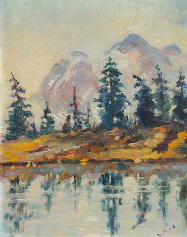 Appraisal: GOOD PAINTING OF LAKE LOUISE SIGNED WOOD Oil Masonite sight