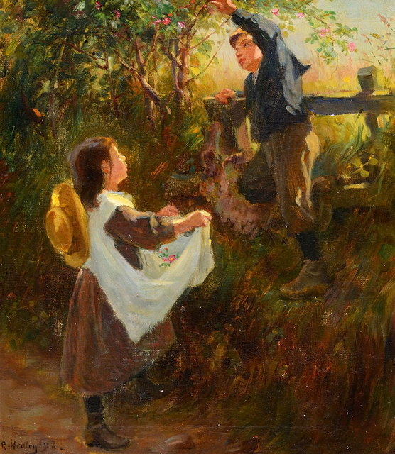 Appraisal: RALPH HEDLEY - The apple pickers signed and dated '