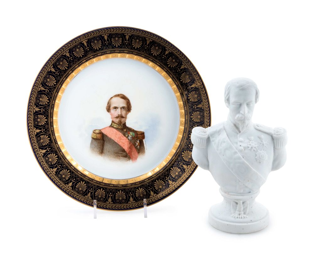 Appraisal: A Sevres Porcelain Cabinet Plate and a Bisque Porcelain Bust