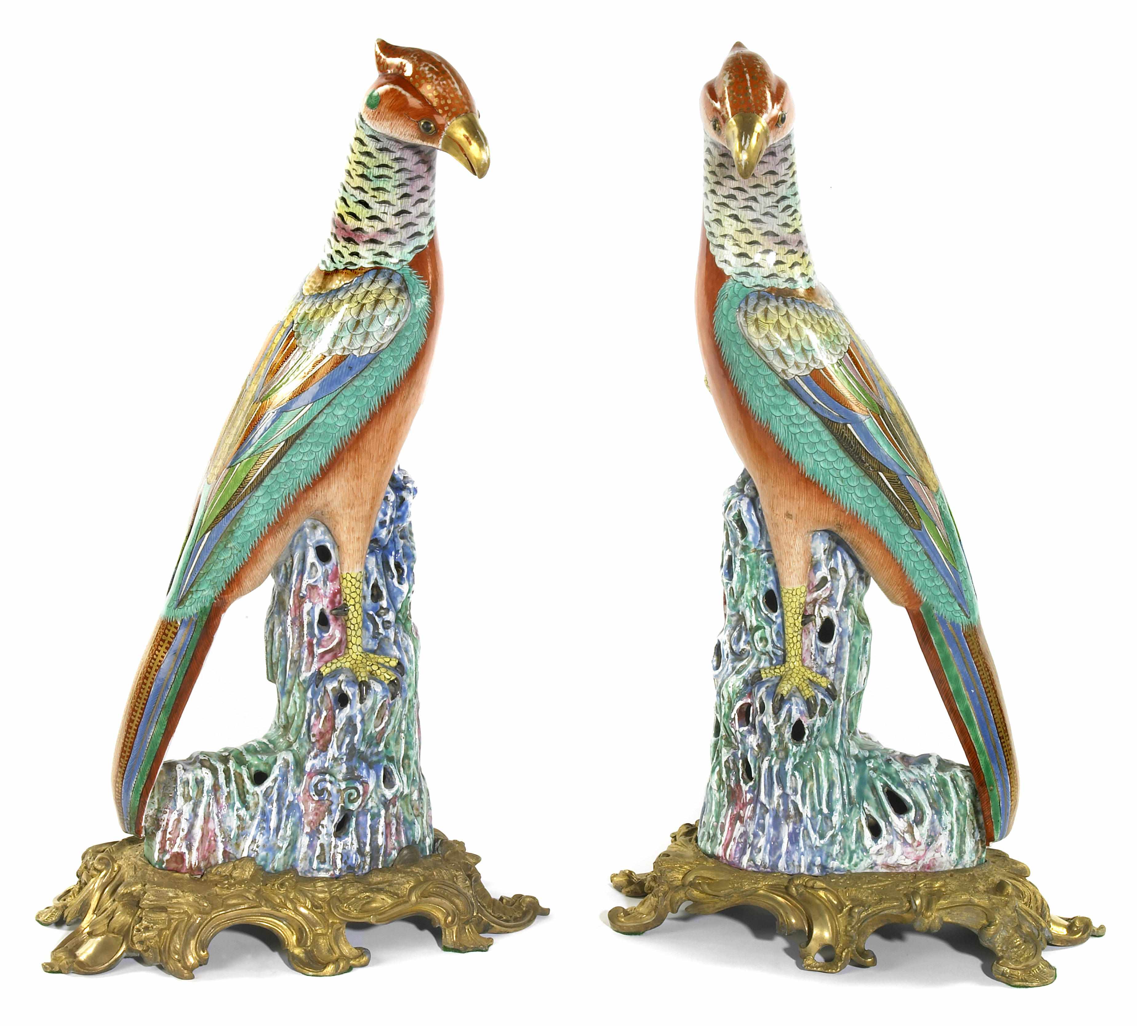 Appraisal: A pair of Continental porcelain gilt bronze mounted models of