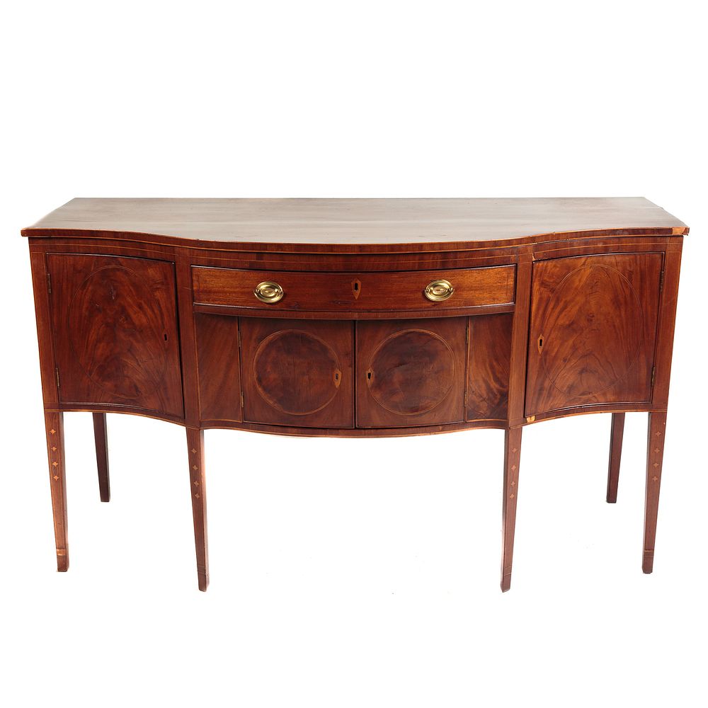 Appraisal: New York Federal Mahogany Sideboard circa long bow-front center with