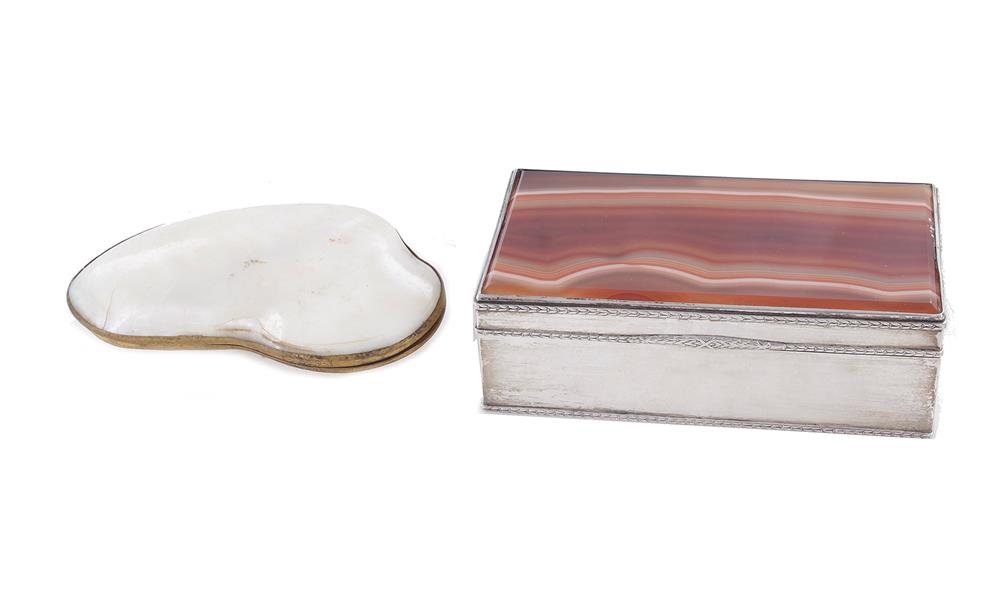 Appraisal: Ormolu-mounted mollusk and agate-inset box circa shell L and agate