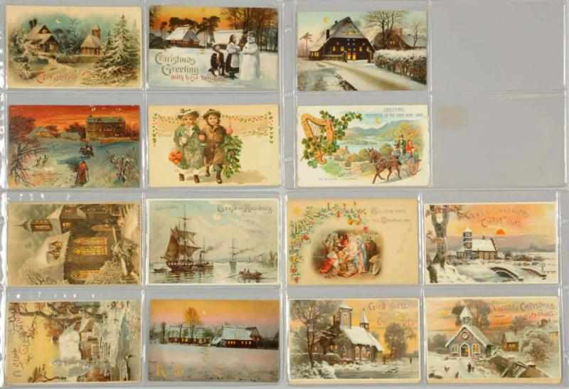 Appraisal: Lot of Mostly Christmas Postcards Includes ten hold-to-the-light postcards Condition