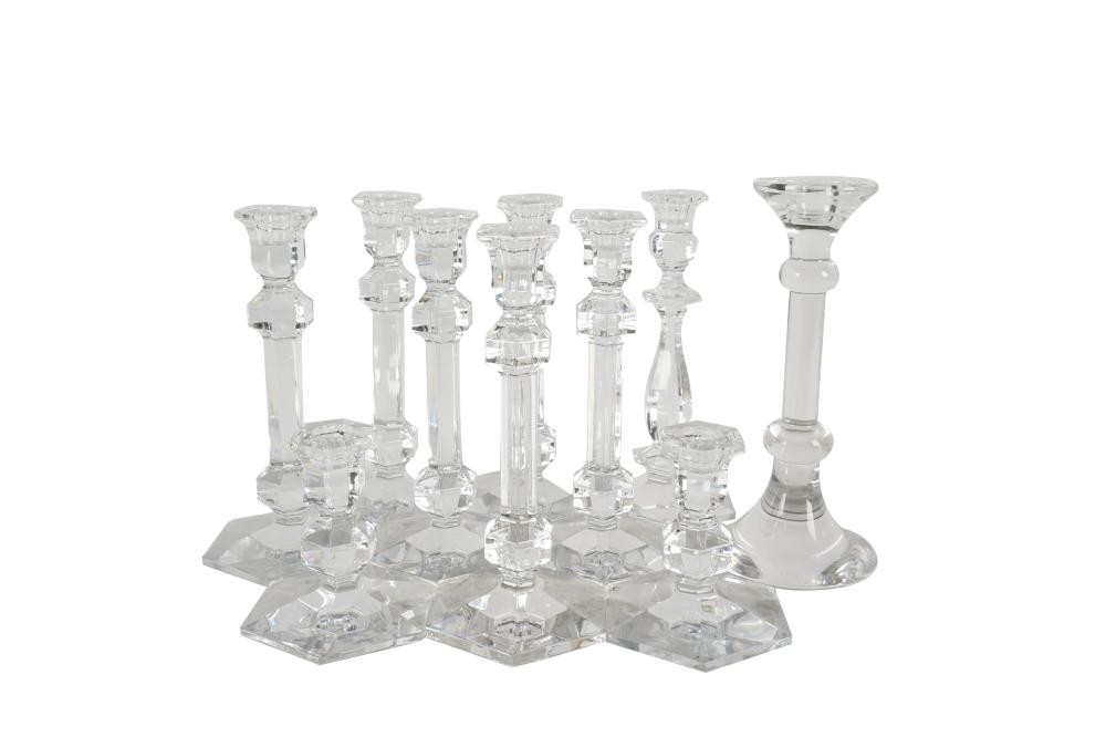 Appraisal: SIX VAL ST LAMBERT GLASS CANDLESTICKSeach marked comprising six inches