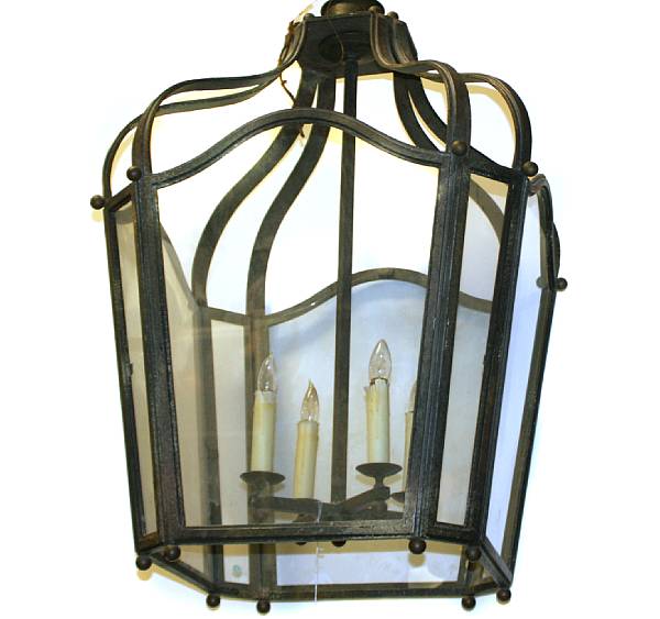 Appraisal: A Regency style patinated metal hall lantern height in width