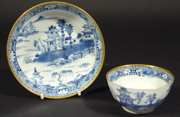 Appraisal: Chinese porcelain tea bowl and saucer each hand painted with