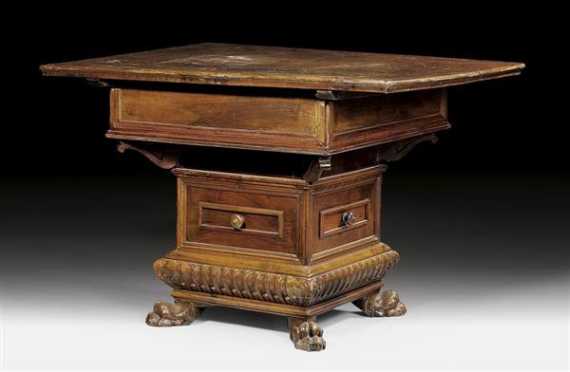 Appraisal: TABLE WITH LION PAW FEET known as a Trogtisch Renaissance