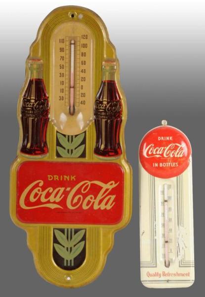 Appraisal: Lot of Tin Coca-Cola Thermometers Description and s Both have