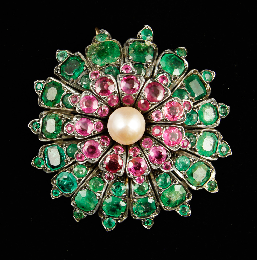 Appraisal: - Ruby and Emerald Brooch Ruby and emerald brooch pendant