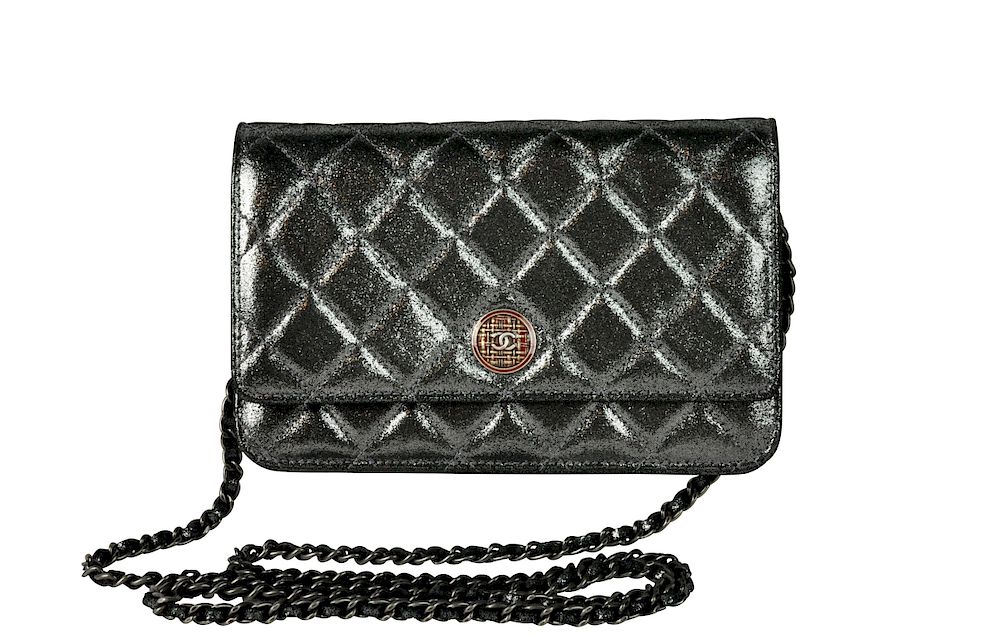 Appraisal: Metallic Leather CHANEL Wallet on Chain Bag Chanel Wallet on