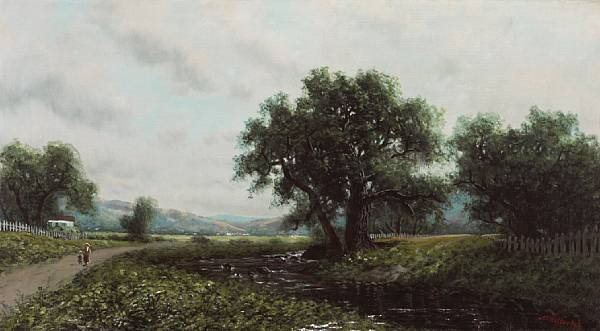 Appraisal: Ransom Gillet Holdredge American - Summer Stream with Figures Walking