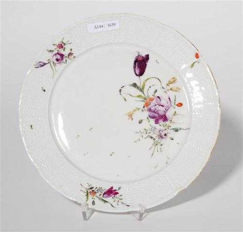 Appraisal: SMALL PLATE Frankenthal circa - With basket weave relief and