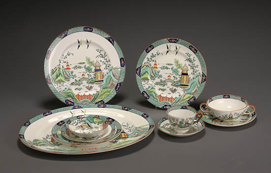 Appraisal: Lot Property of Various Owners Crown Staffordshire Assembled 'Chinese Willow'