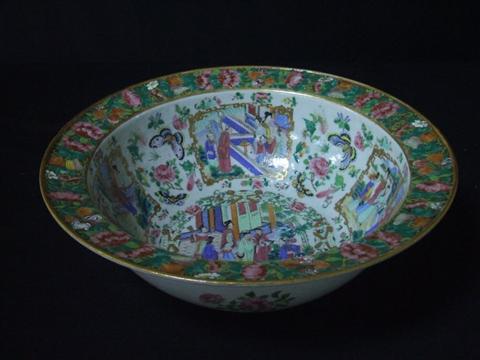 Appraisal: LARGE ROSE MEDALLION BASIN Circa - of globular base with