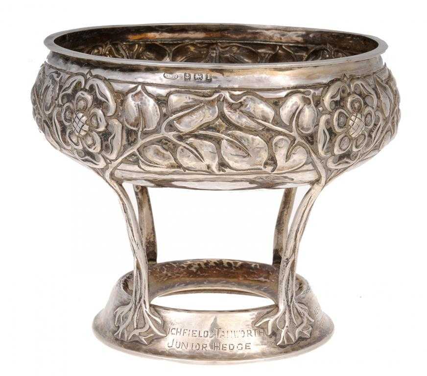 Appraisal: AN A EDWARD JONES SILVER BOWL chased with roses and