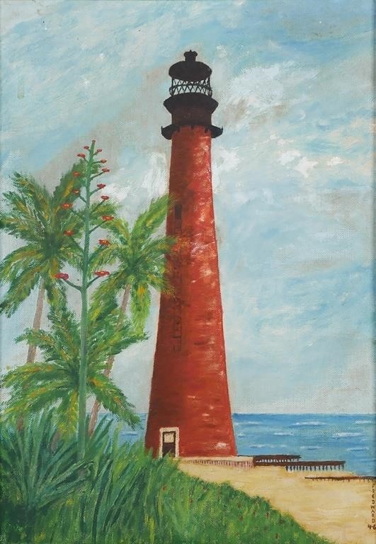 Appraisal: Oil painting of the Cape Florida Lighthouse Key Biscayne Signed