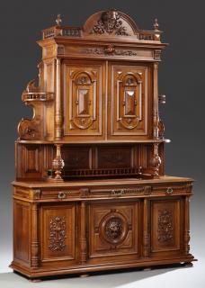 Appraisal: Henri II Style Carved Walnut Buffet a Deux Corps late