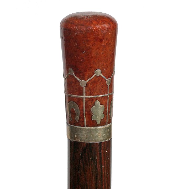 Appraisal: Burl and Silver Dress Cane Ca - A carved burl