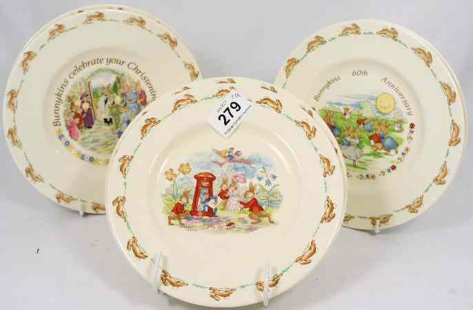 Appraisal: A collection of Royal Doulton Bunnykins Plates including Letterbox Australia