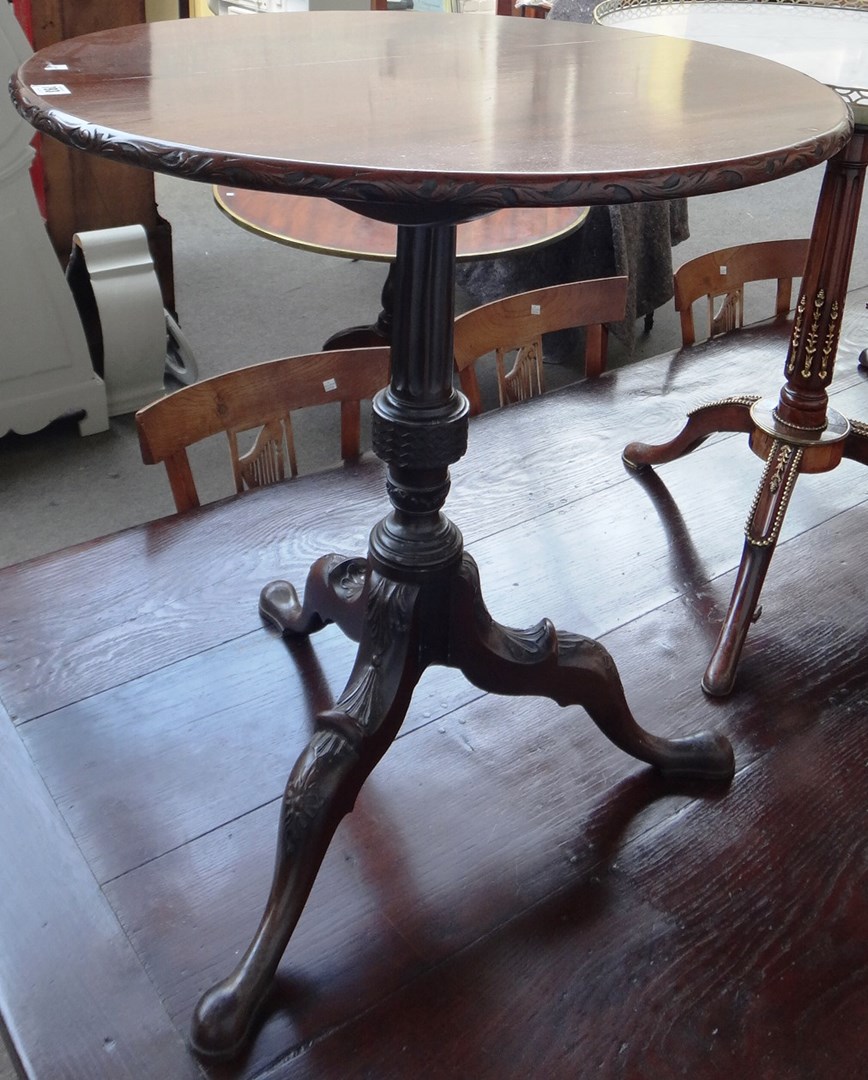 Appraisal: An th century style mahogany occasional table the circular snap-top