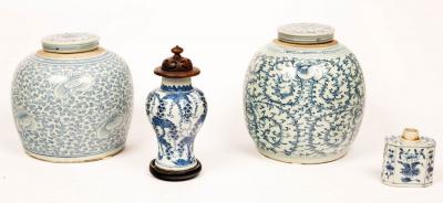 Appraisal: Two Chinese blue and white ginger jars and covers a