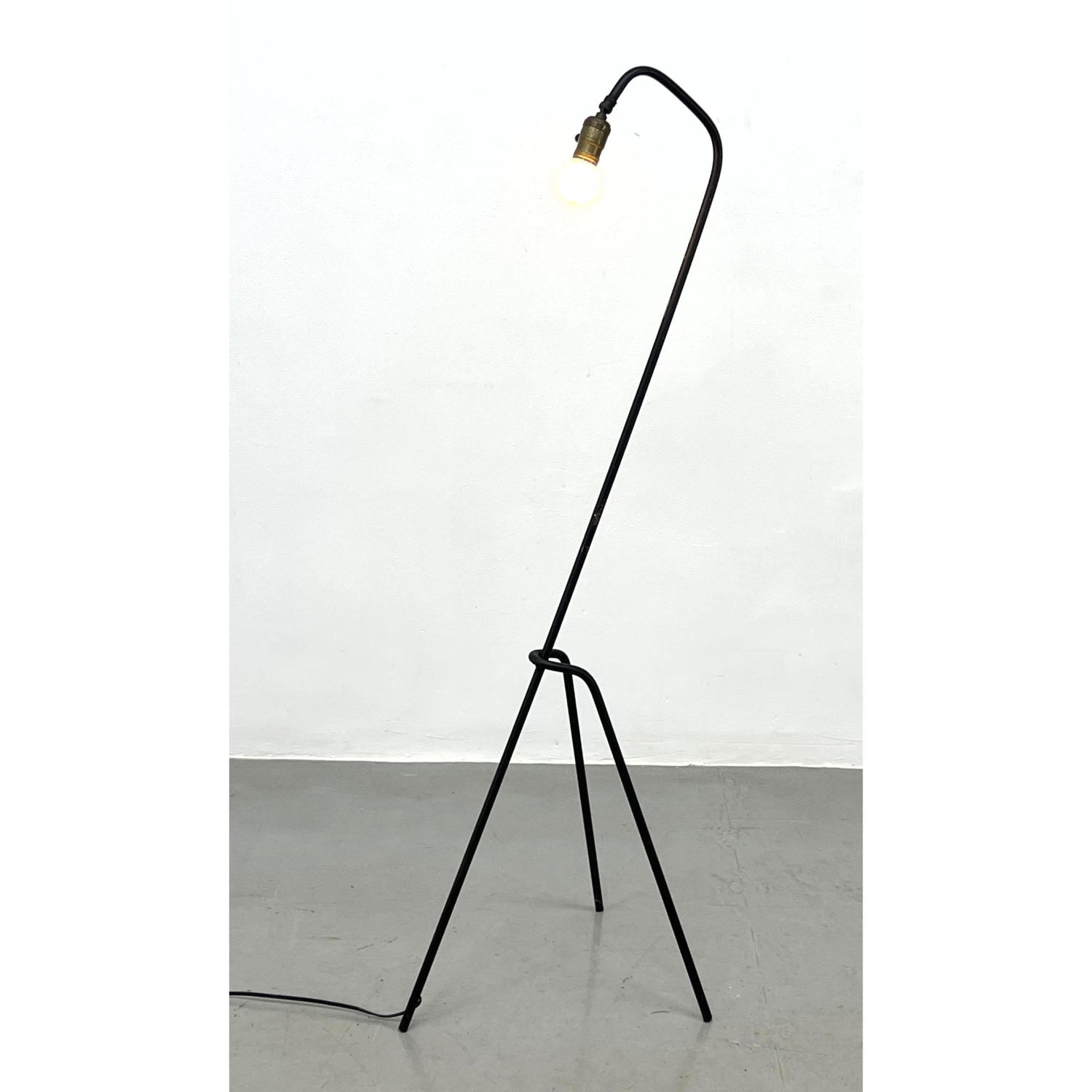 Appraisal: Mid Century Modern Iron grasshopper tripod floor lamp Greta Grossman