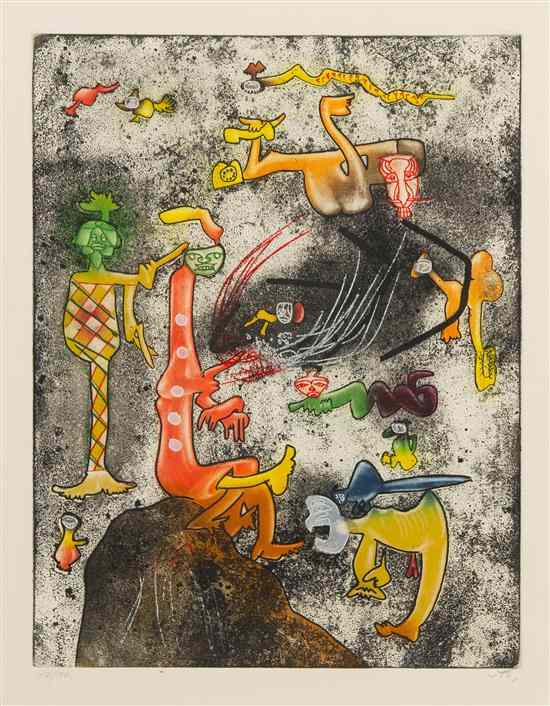 Appraisal: Roberto Matta Chilean - Carnival etching edition monogrammed RM lower