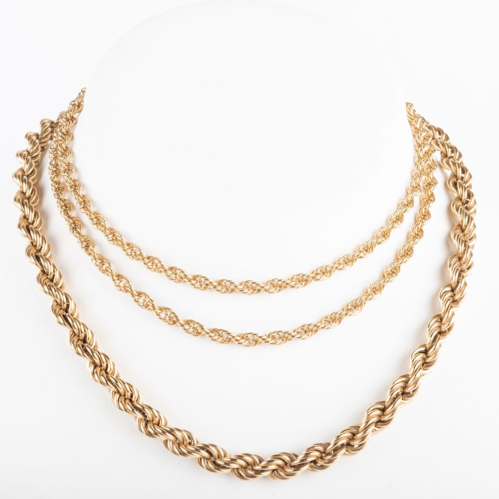 Appraisal: Two k Gold Rope Twist Necklaces Two k Gold Rope