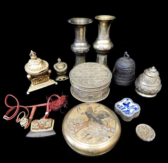 Appraisal: ASIAN eleven pieces decorative metalwork Two similar late Qing Dynasty