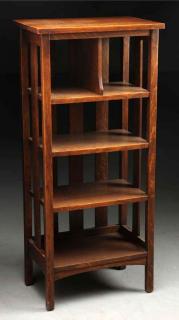 Appraisal: Grand Rapids Slat Sided Magazine Stand Stand with arched aprons