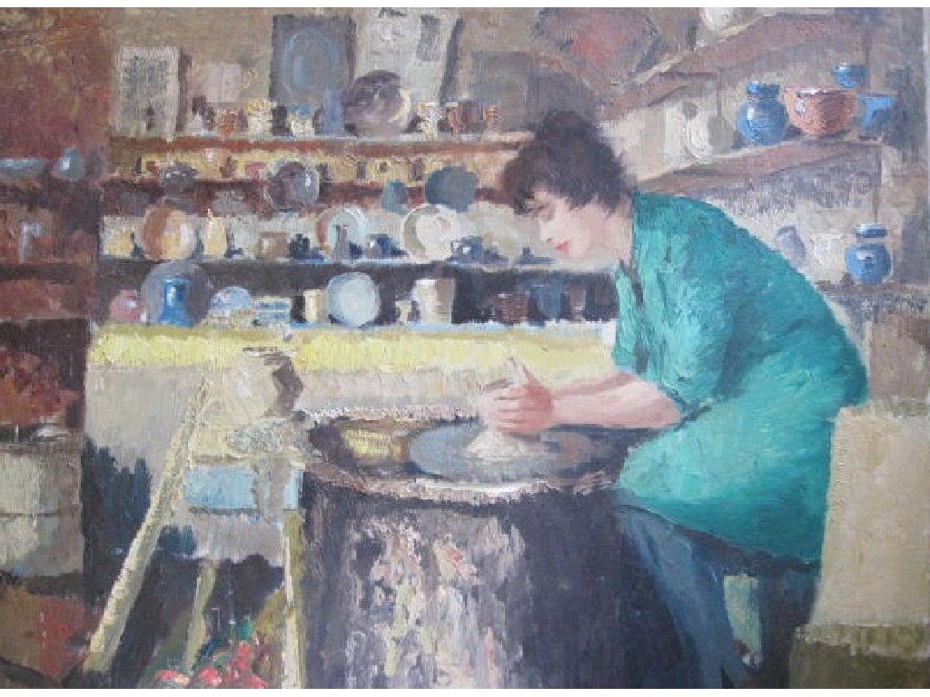 Appraisal: J WYNNE MORGAN The Potter signed oil on canvas unframed