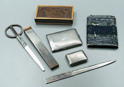 Appraisal: Six Tiffany accessories silver plated in letter opener and -