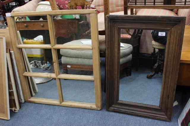 Appraisal: AN OLD PINE HANGING WALL MIRROR in the form of