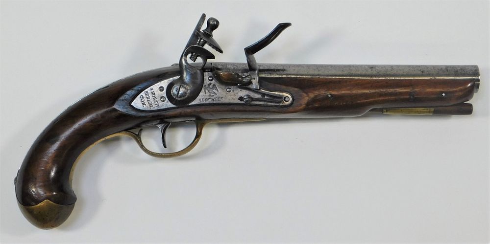 Appraisal: Model Flintlock Pistol United States C - bore walnut stock