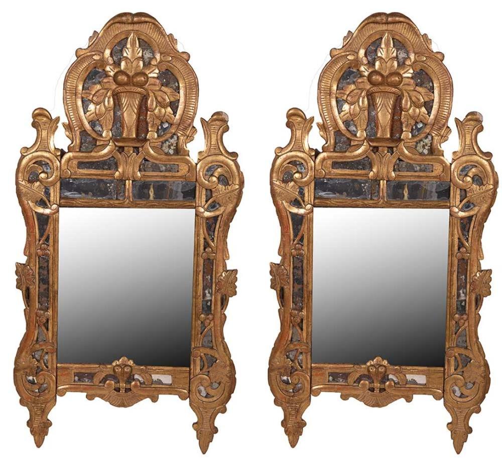 Appraisal: PAIR OF CONTINENTAL GILTWOOD MIRRORS x inches Condition