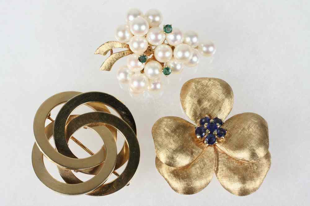 Appraisal: BROOCH LOT - piece lot includes a K yellow gold