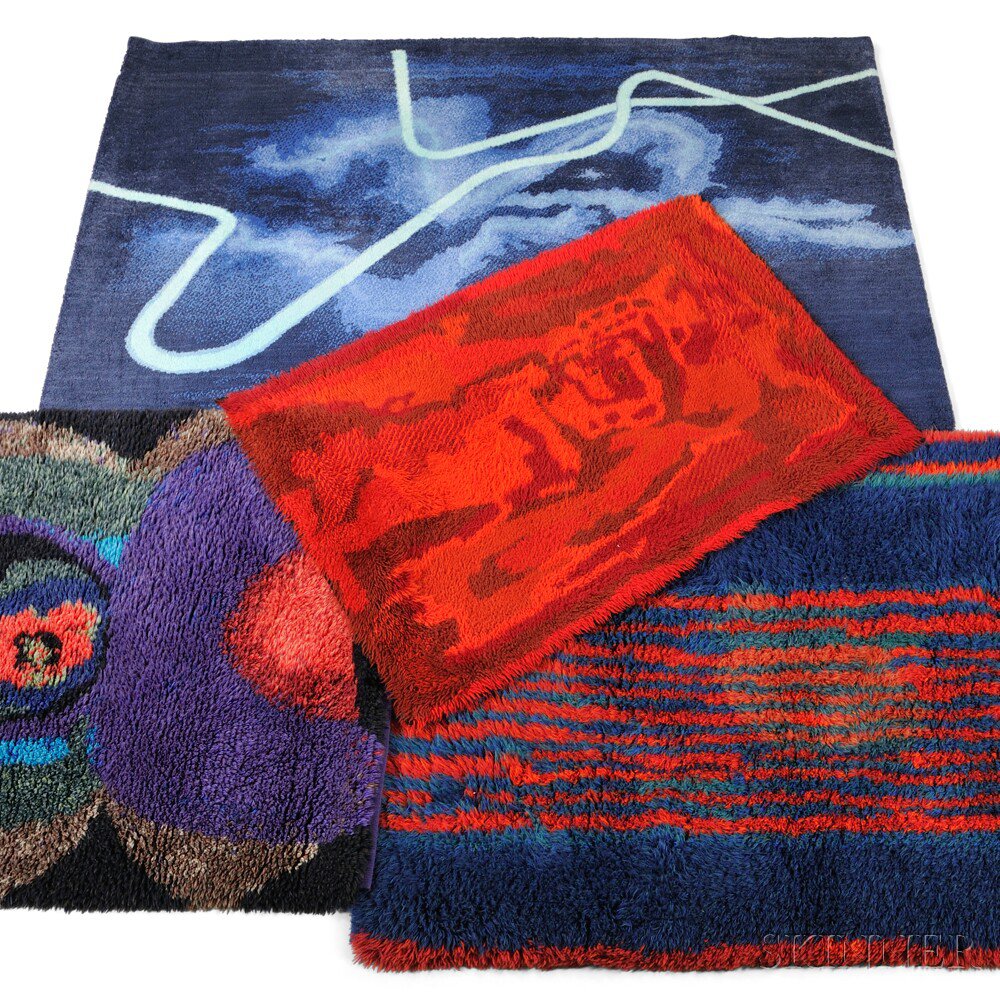 Appraisal: Three Ryijypalvelu and One Gun Gordillo b Designed Rugs Dyed