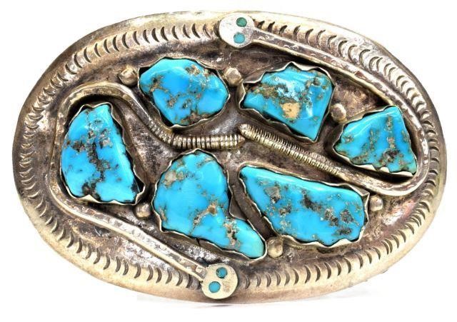 Appraisal: Native American silver content unknown belt buckle Effie Calavaza Zuni