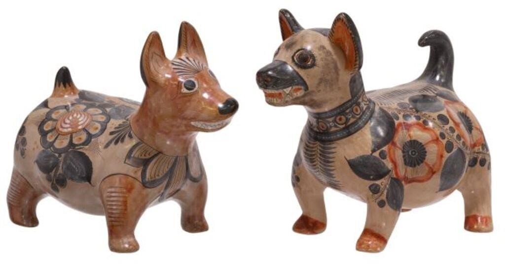 Appraisal: lot of Pottery dogs Tonala Jalisco Mexico th c modeled