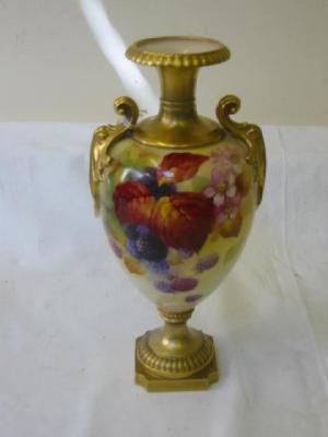 Appraisal: A ROYAL WORCESTER PORCELAIN VASE of urn form painted with