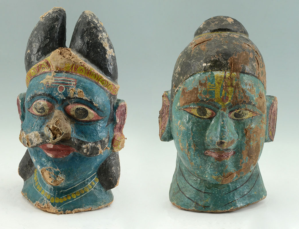 Appraisal: HINDU INDIAN CARVED POLYCHROME MASKS Late th to early th