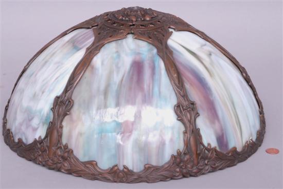 Appraisal: A BLUE SLAG GLASS SHADE With reticulated decoration D Property